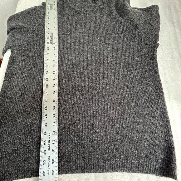 Alfani Mens Gray Merino Wool Ribbed Knit Turtleneck Sweater Size Large Pullover - Picture 7 of 7